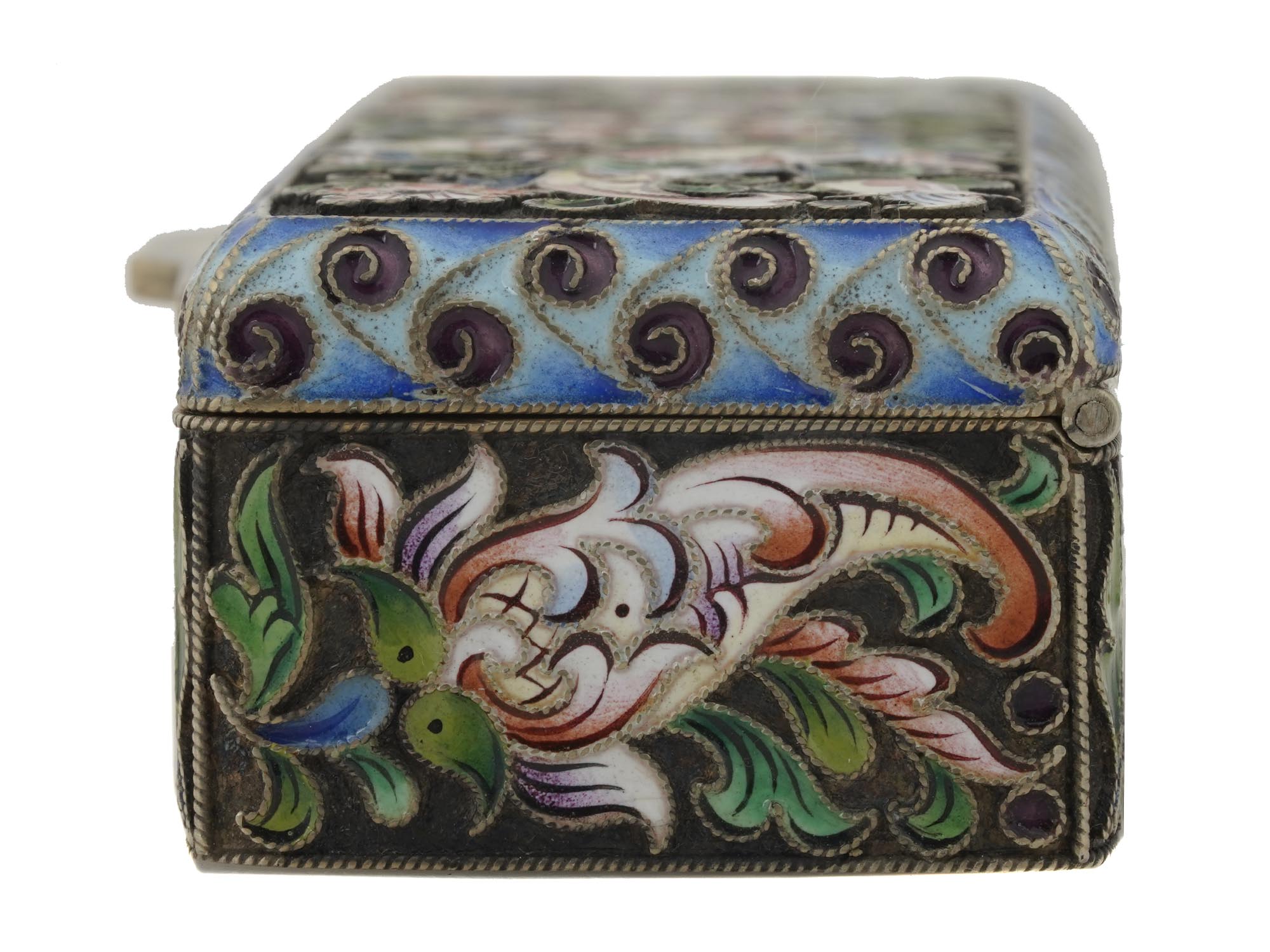 RUSSIAN SILVER AND ENAMEL CASKET PILL BOX PIC-6